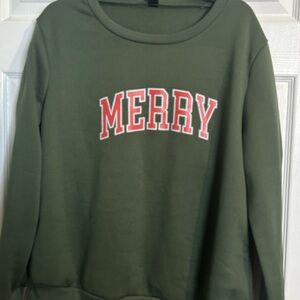 SHEIN Green 'Merry' Sweatshirt